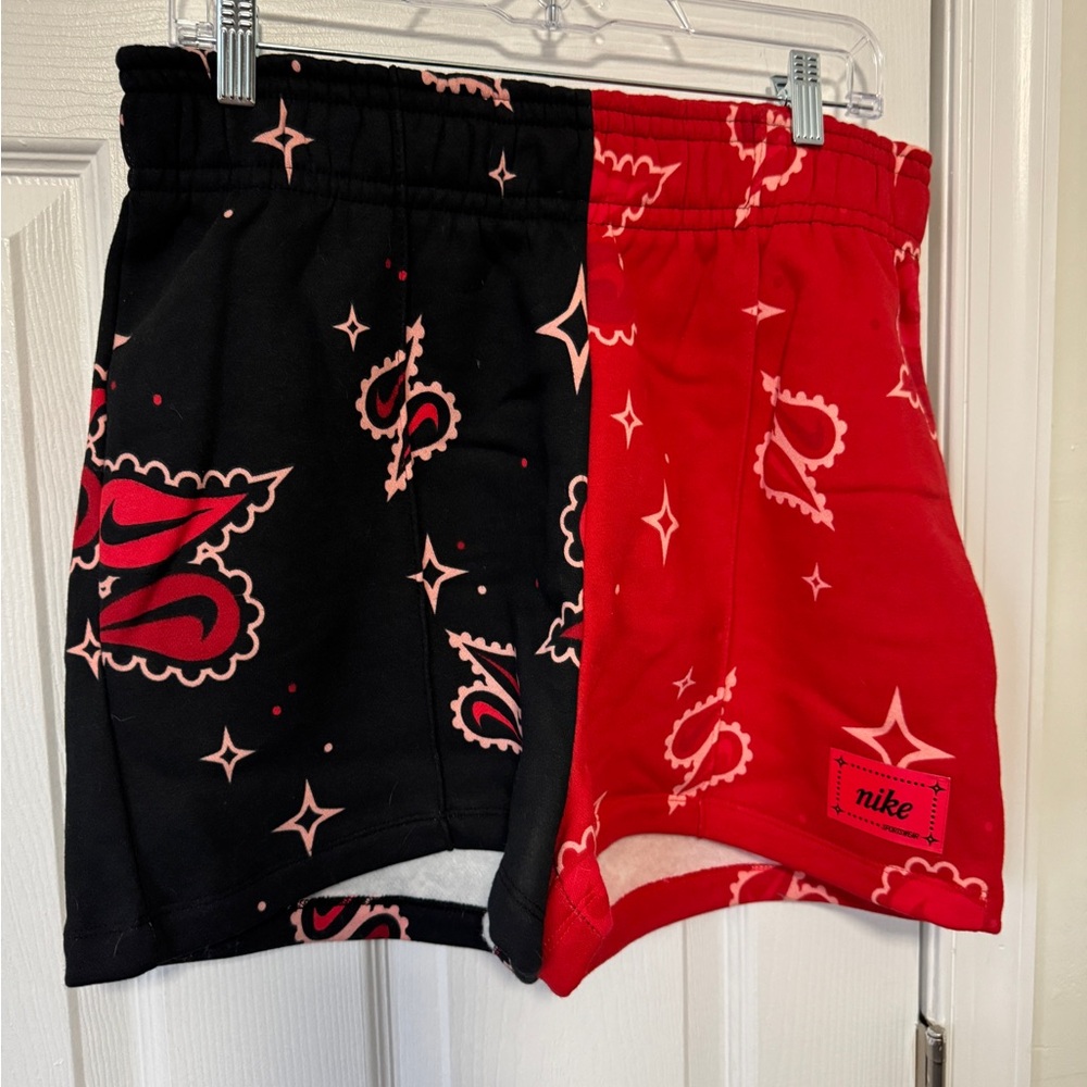 Nike Black and Red Bandana Sweat Shorts